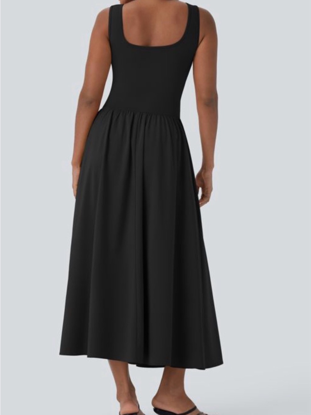 HALARA Black Sleeveless Maxi Dress with Subtle Waist Cutout - Picture 2 of 5